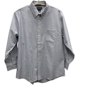 Lands’ End 100% Cotton Stripe Button Oxford Down Shirt Men’s Size 16.5”-32” NWT